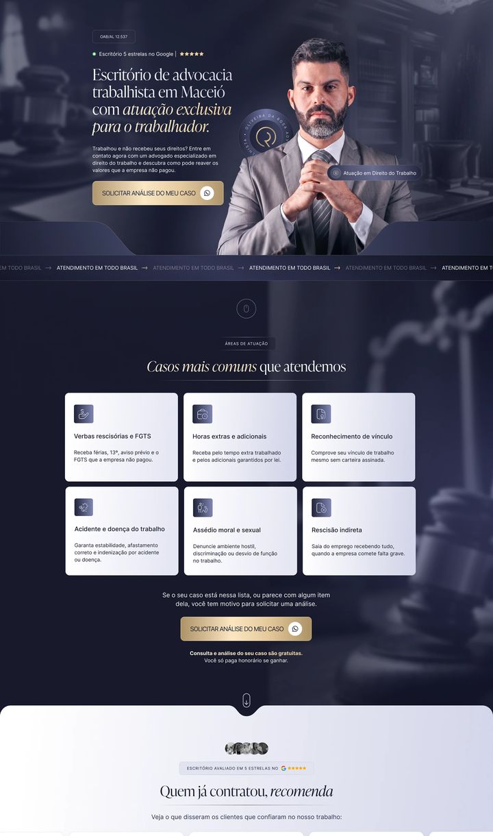 Landing page Advogado trabalhista