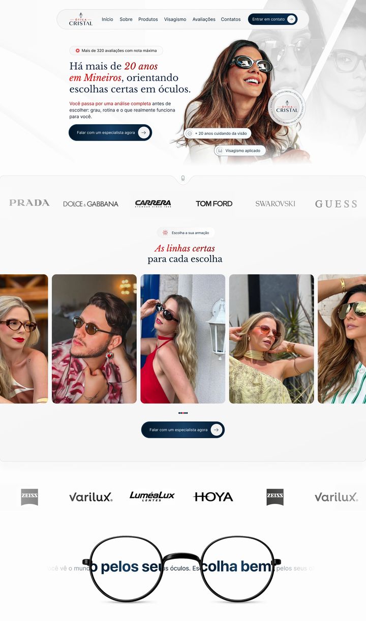 Landing page Ótica Cristal