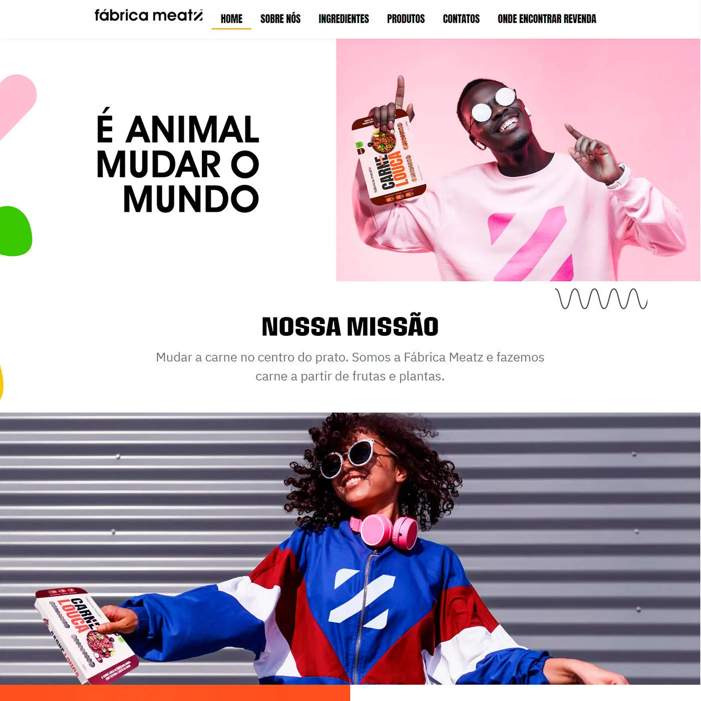 Fábrica Meatz, Site para alimentos à base de plantas, página completa