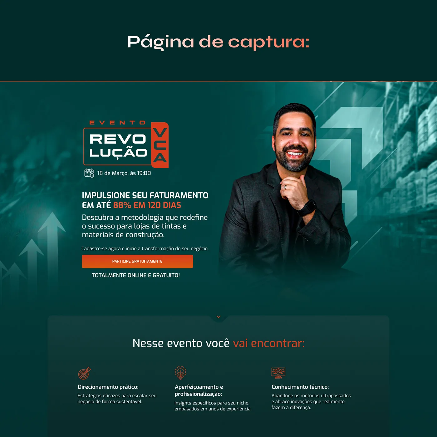 Evento Revolução, Página de captura para evento para lojas de tintas, página completa