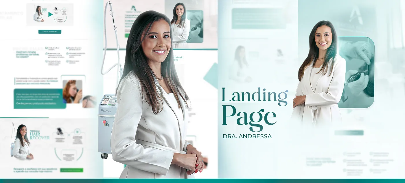 Dra. Andressa, Landing page para tratamento capilar, página completa