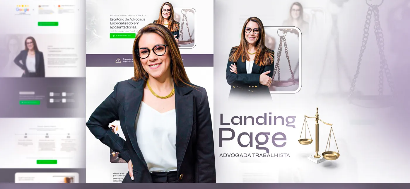 Advogada trabalhista, Landing page para advocacia trabalhista, página completa