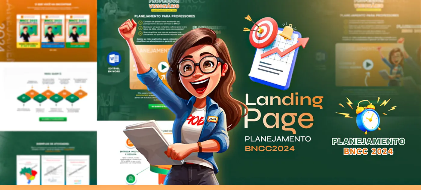 Planejamento BNCC 2024, Landing page para planos de aula para professores, página completa