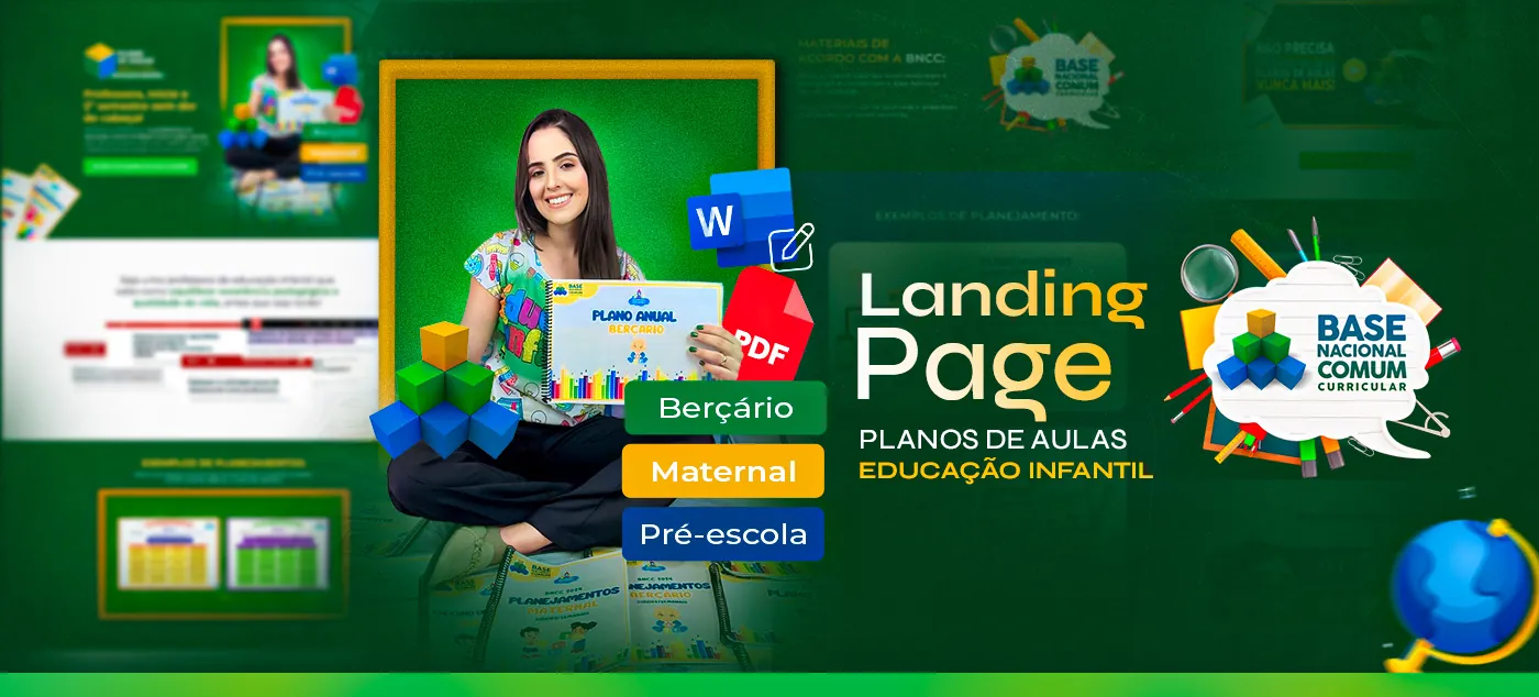 Planos de aula de educação infantil, Landing page para planos de aula, página completa