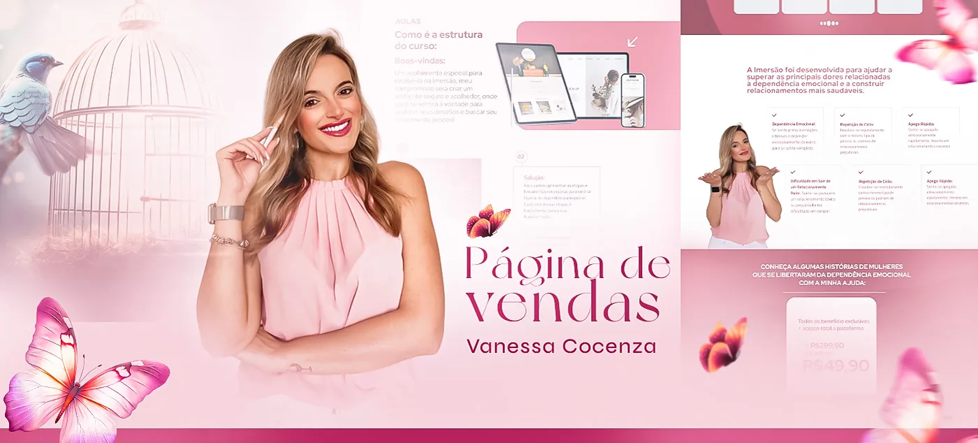 Vanessa Cocenza, Página de vendas para relacionamentos, página completa