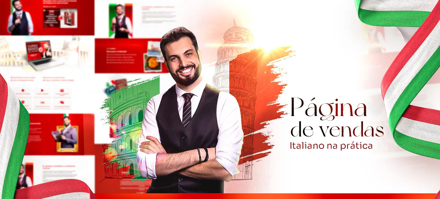 Italiano na prática, Página de vendas para curso de italiano, página completa