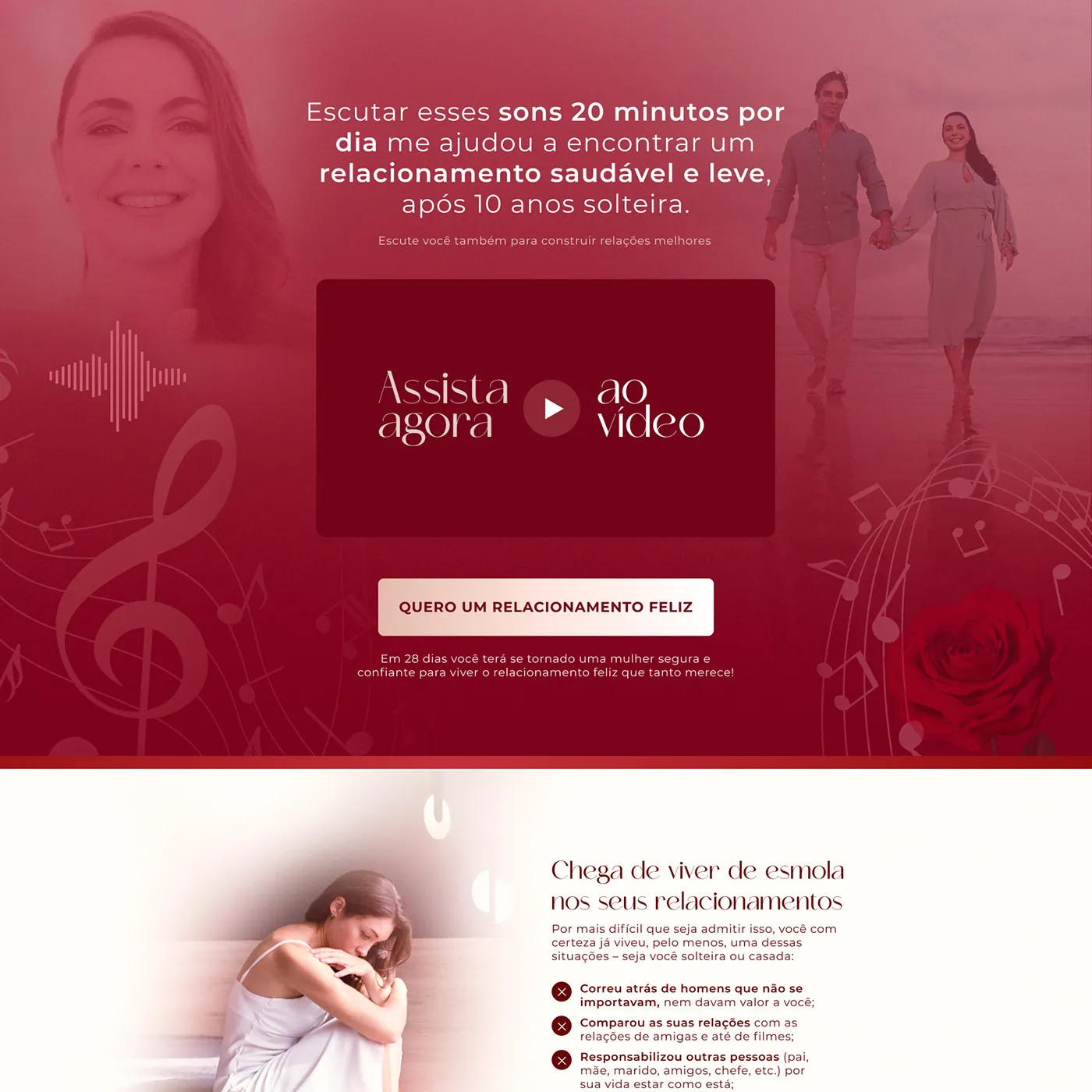 Curso de relacionamento, Página de lançamento para relacionamentos, página completa
