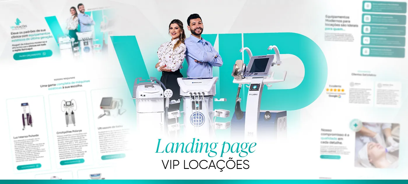 Vip Locações, Landing page para locação de equipamentos de estética, página completa