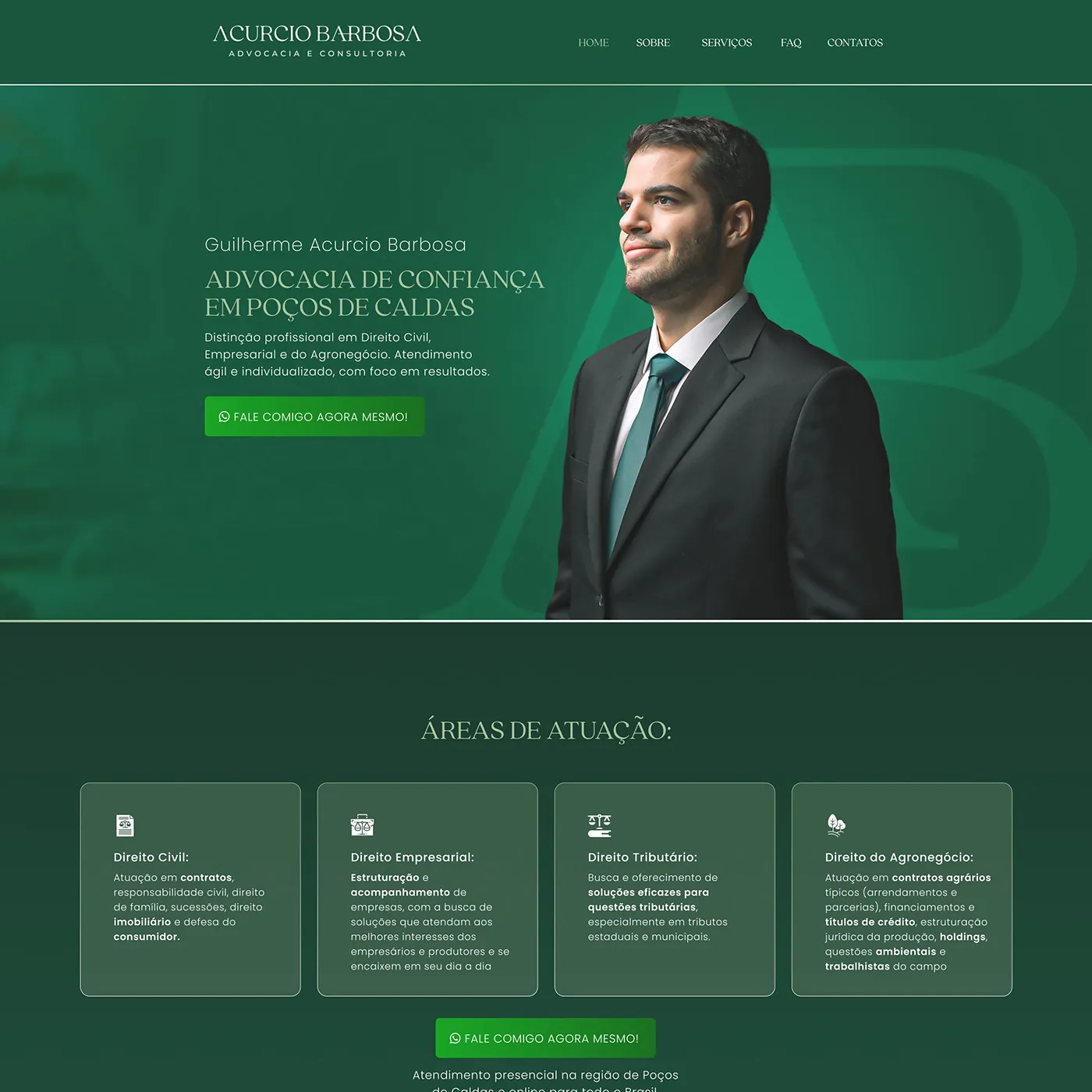 Acurcio Barbosa, Site para advocacia e consultoria, página completa