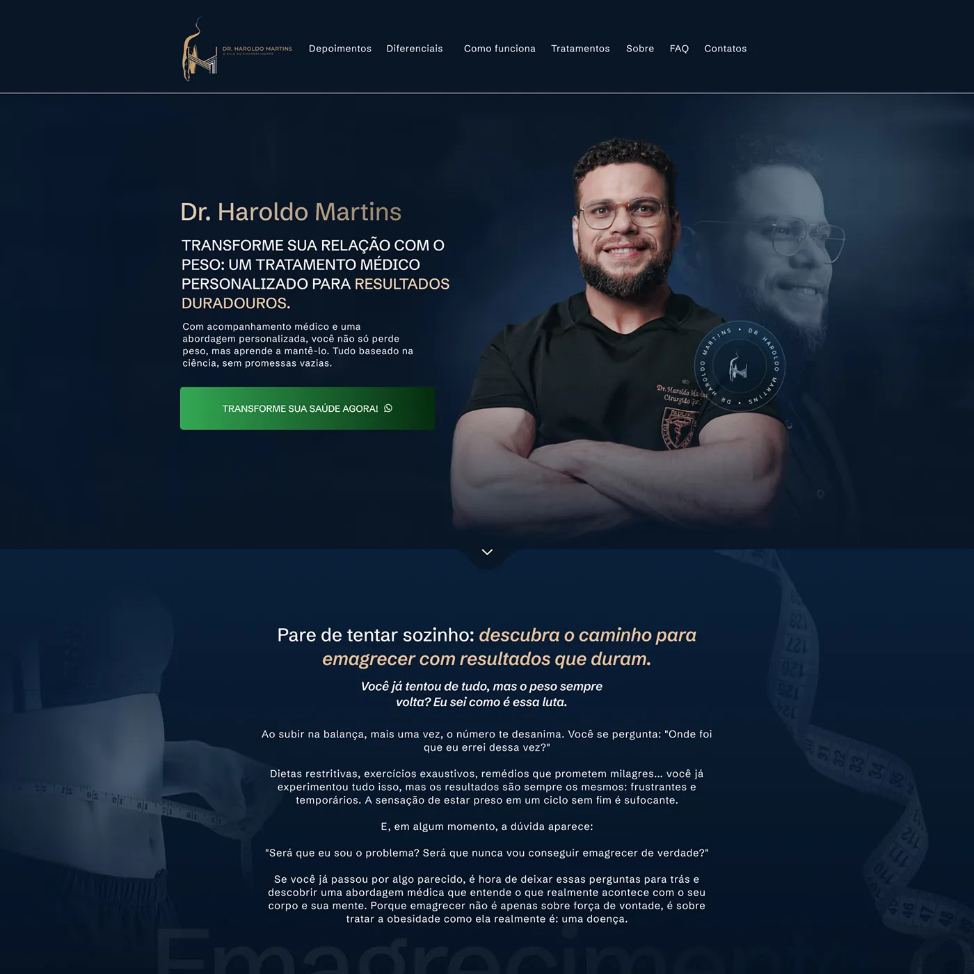 Dr. Haroldo Martins, Landing page para emagrecimento e saúde, página completa