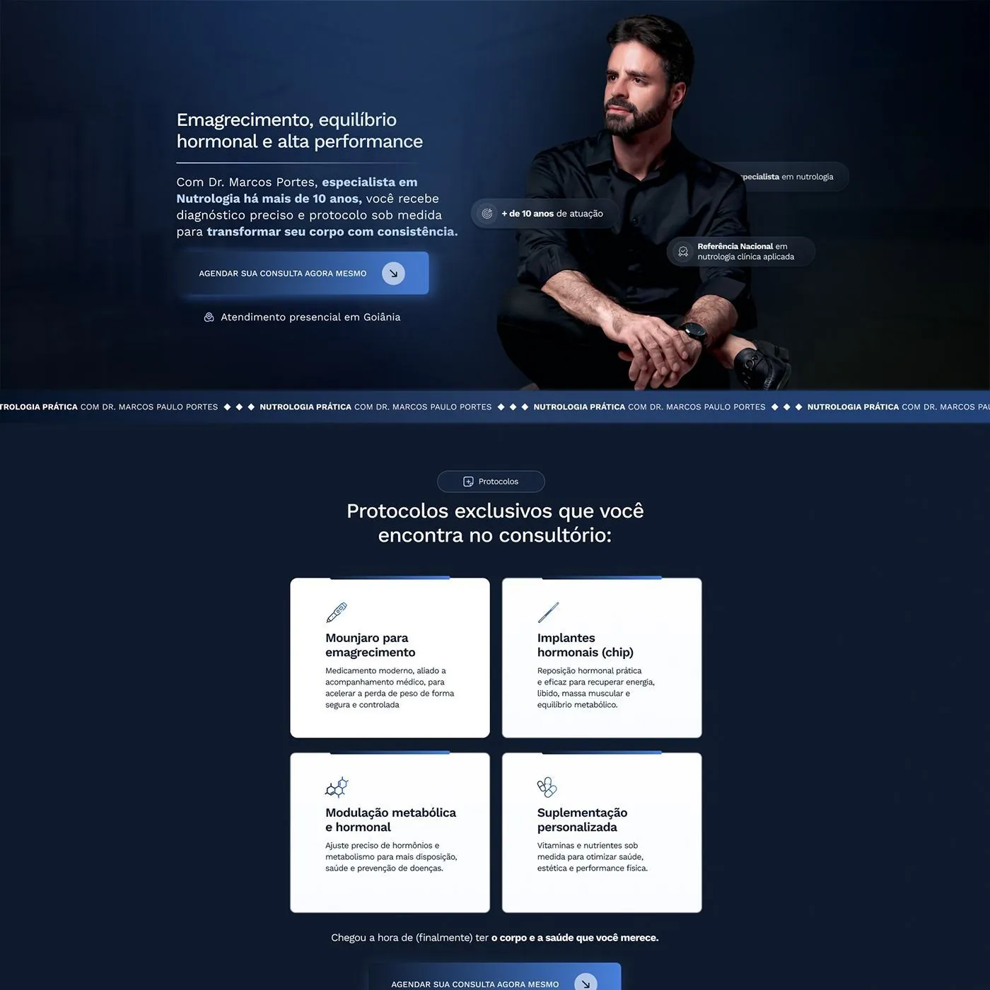 Dr. Marcos Portes, Landing page para nutrologia, página completa