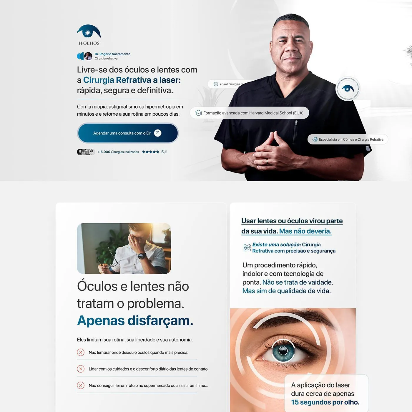 H Olhos, Página de vendas para cirurgia refrativa, página completa