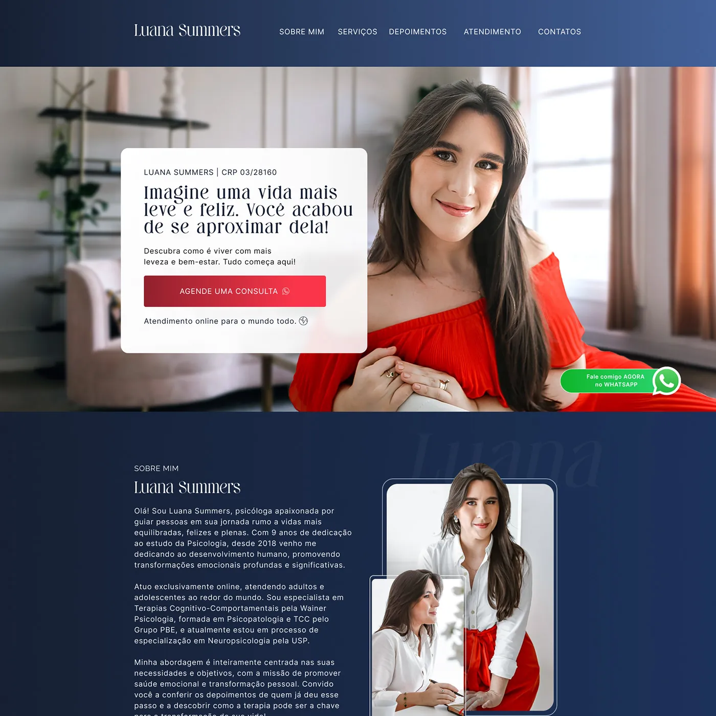 Luana Summers, Landing page para psicologia, página completa