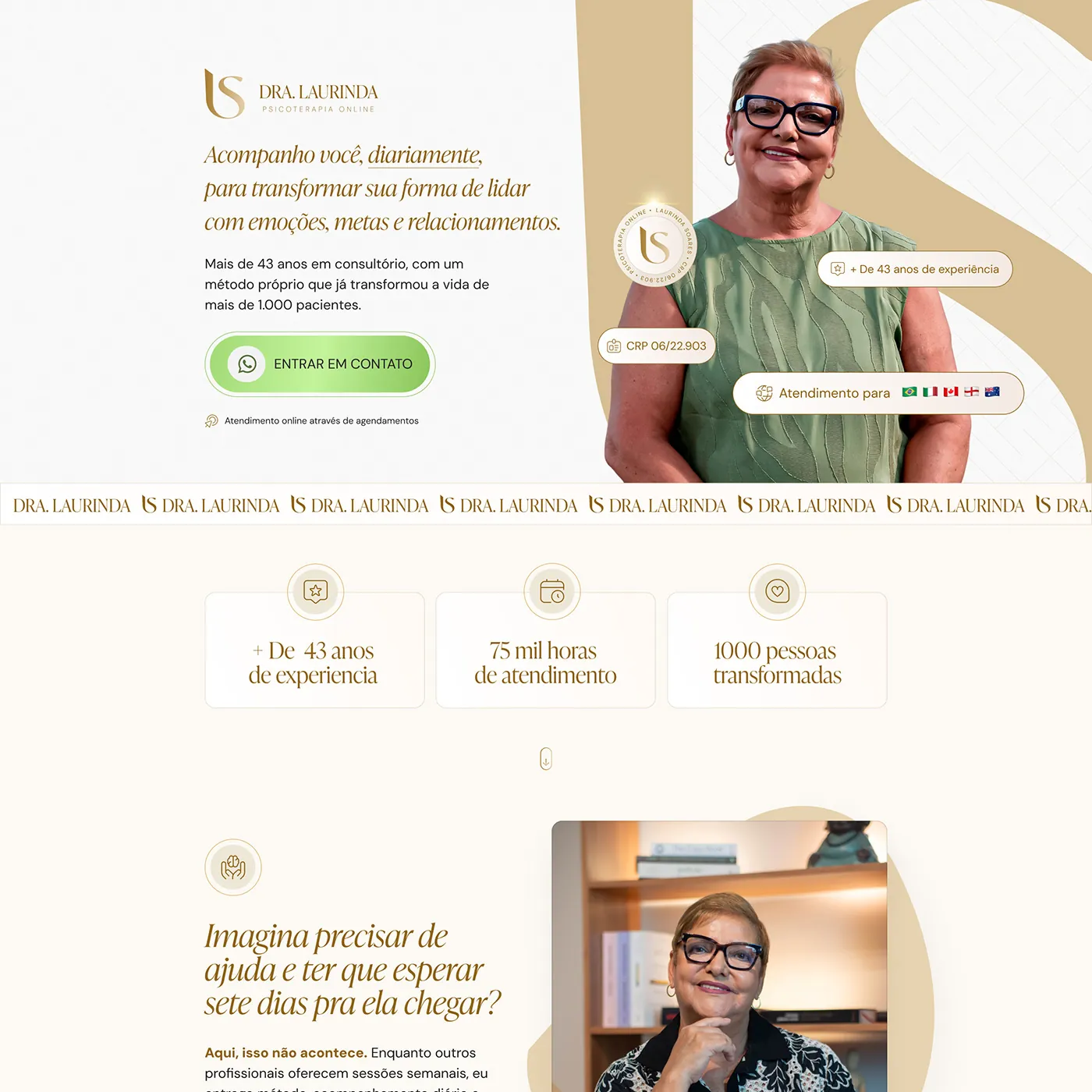 Dra. Laurinda, Landing page para psicoterapia online, página completa