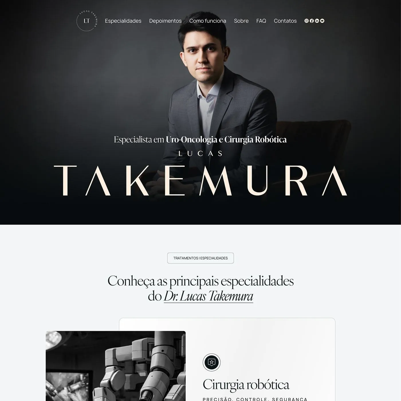 Dr. Lucas Takemura, Landing page para urologia, página completa