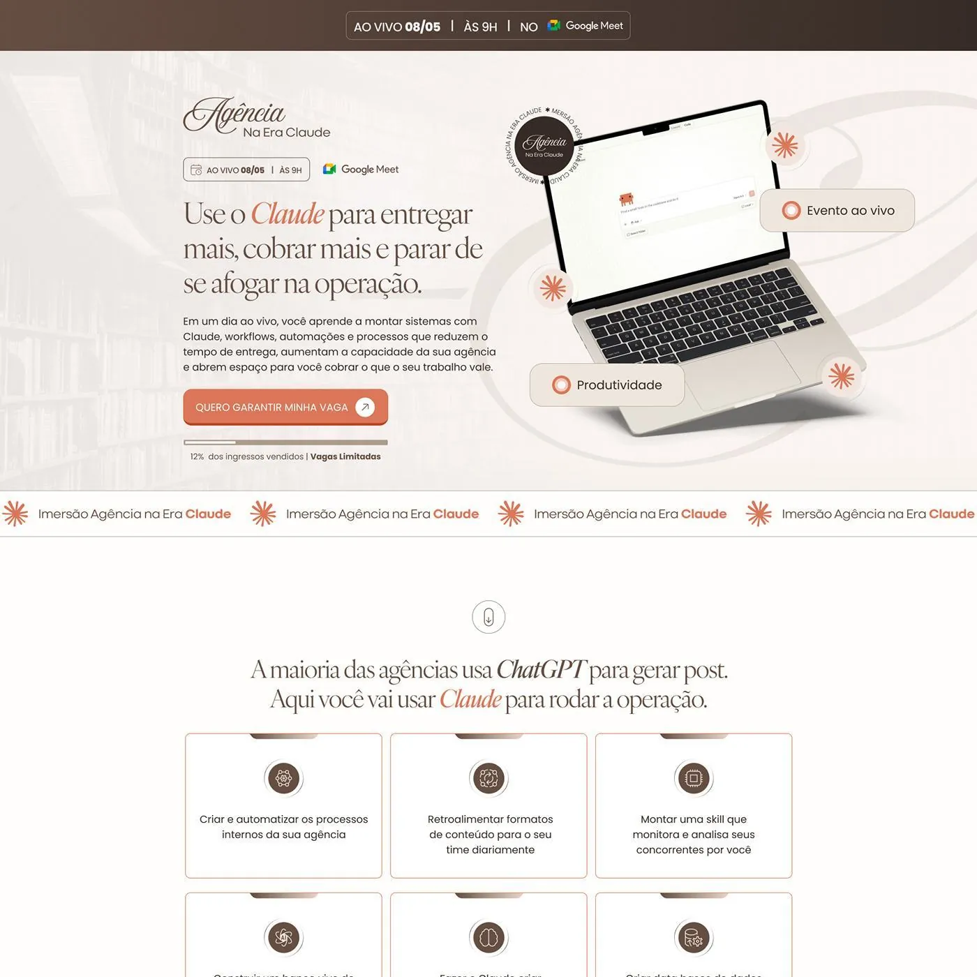 Agência na Era Claude, Página de lançamento para evento ao vivo, página completa