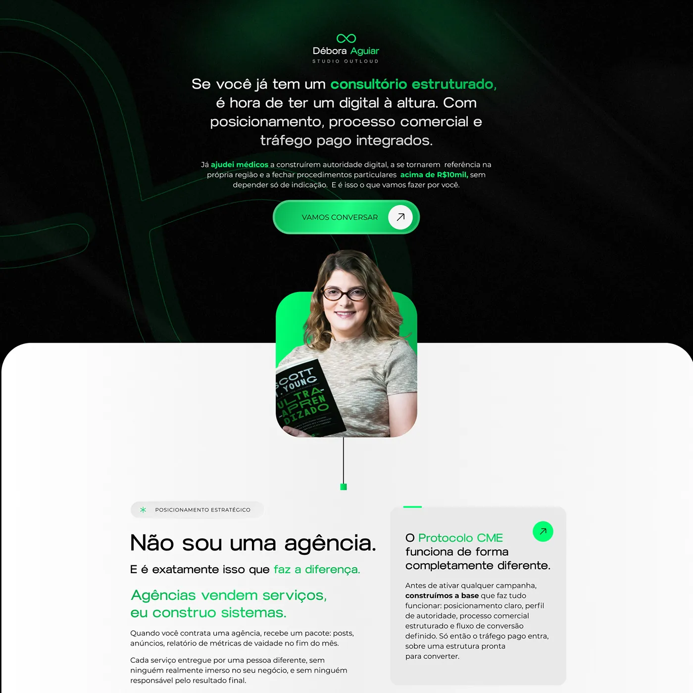 Débora Aguiar, Site para marketing para médicos, página completa