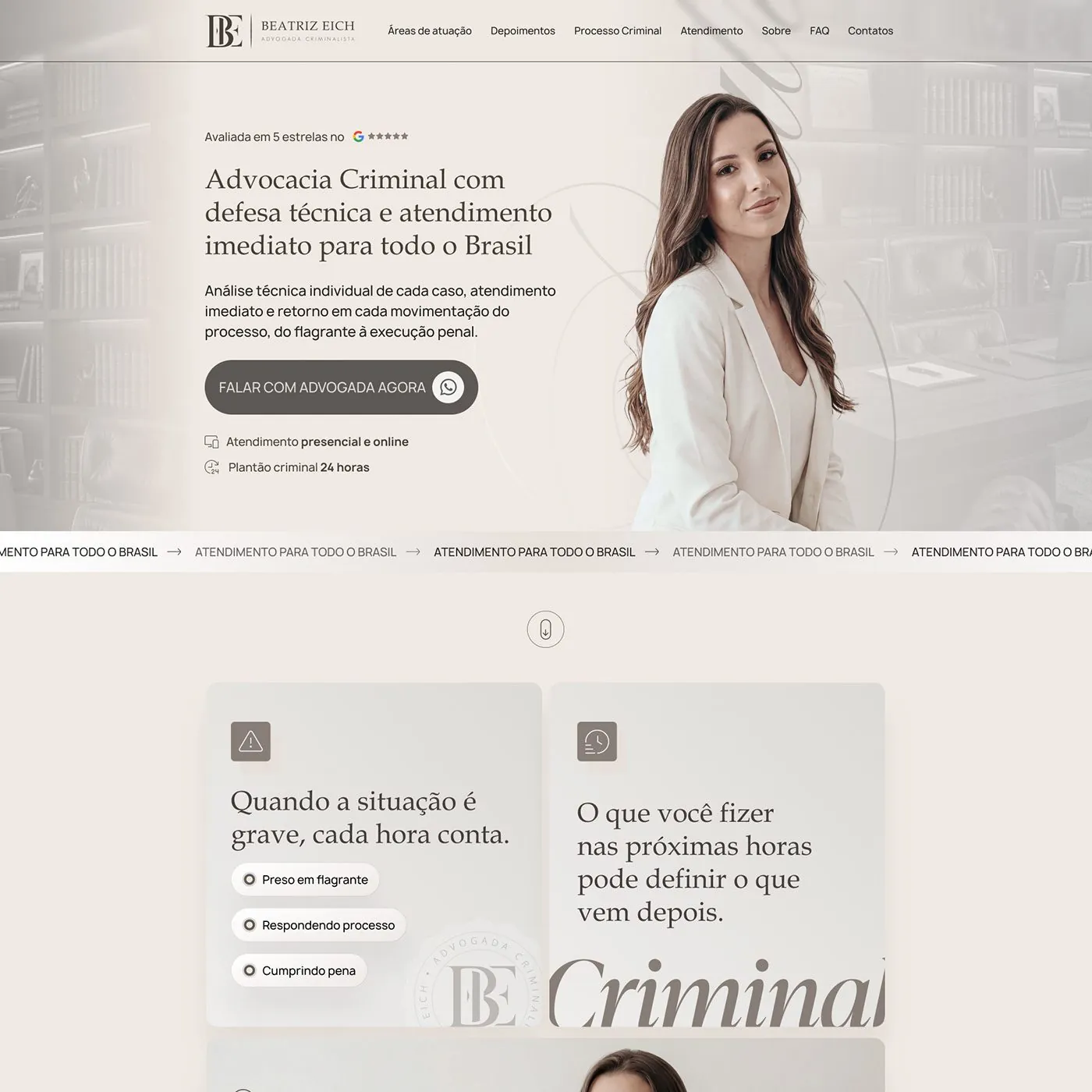 Beatriz Eich, Landing page para advocacia criminal, página completa