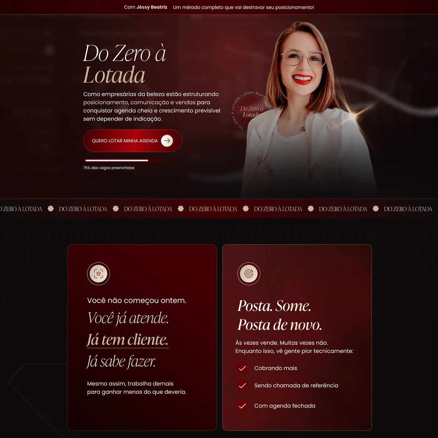Jéssy Beatriz, Página de lançamento para lançamento para empresárias da beleza, página completa