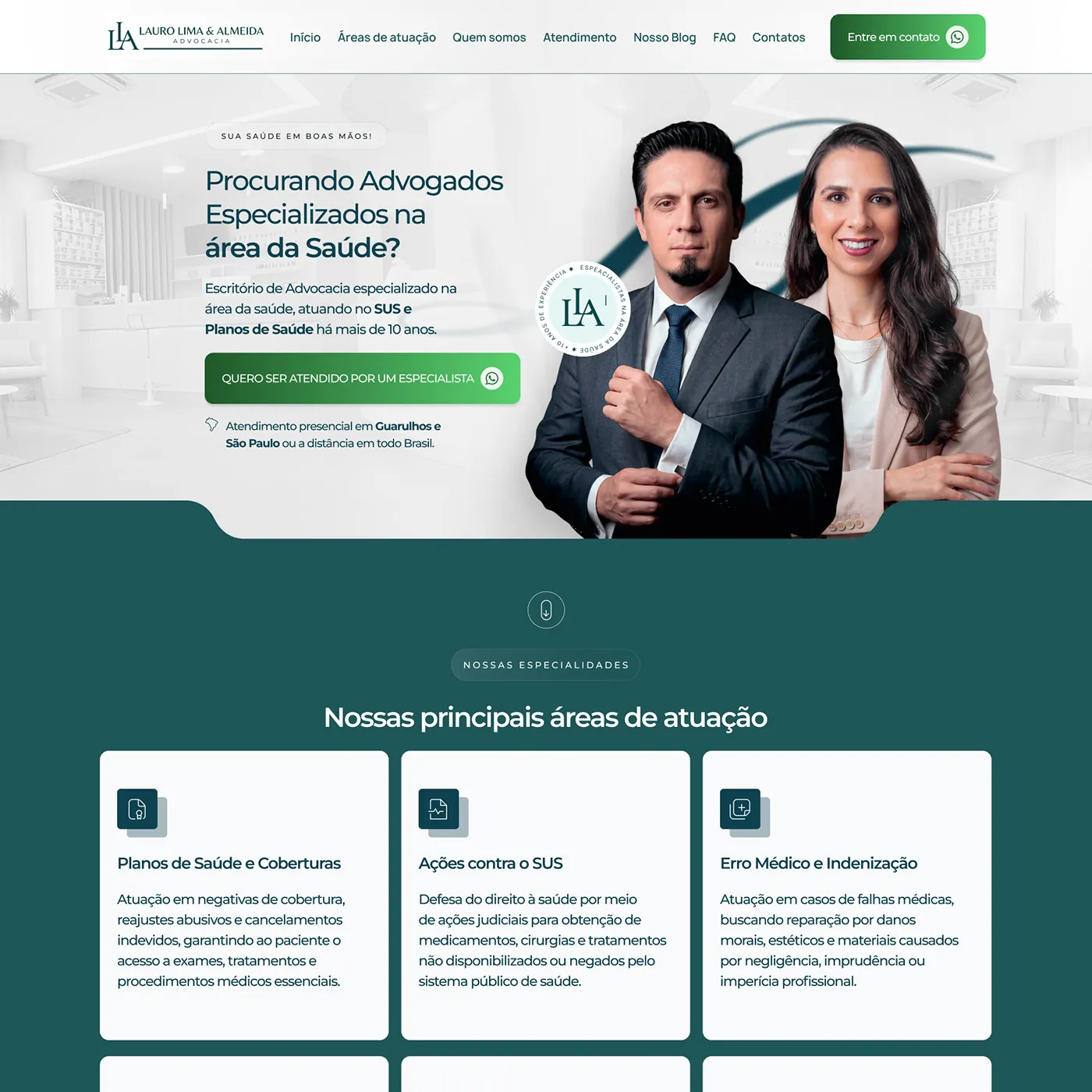 Lauro Lima Almeida, Site para advocacia na área da saúde, página completa