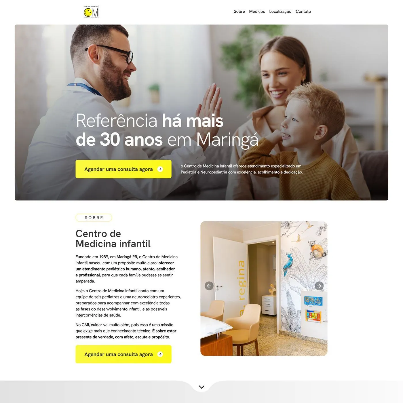 Centro de Medicina Infantil, Página de vendas para pediatria, página completa