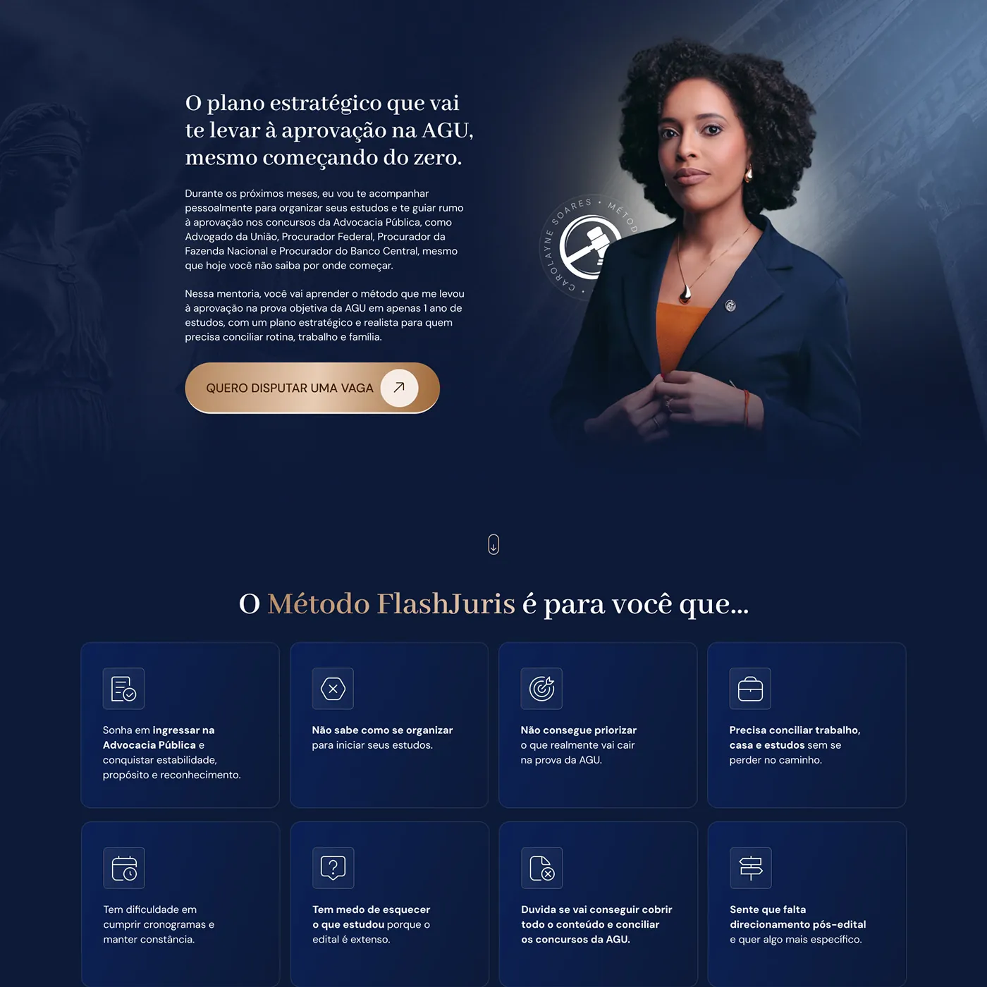 FlashJuris, Página de vendas para mentoria para concursos da agu, página completa