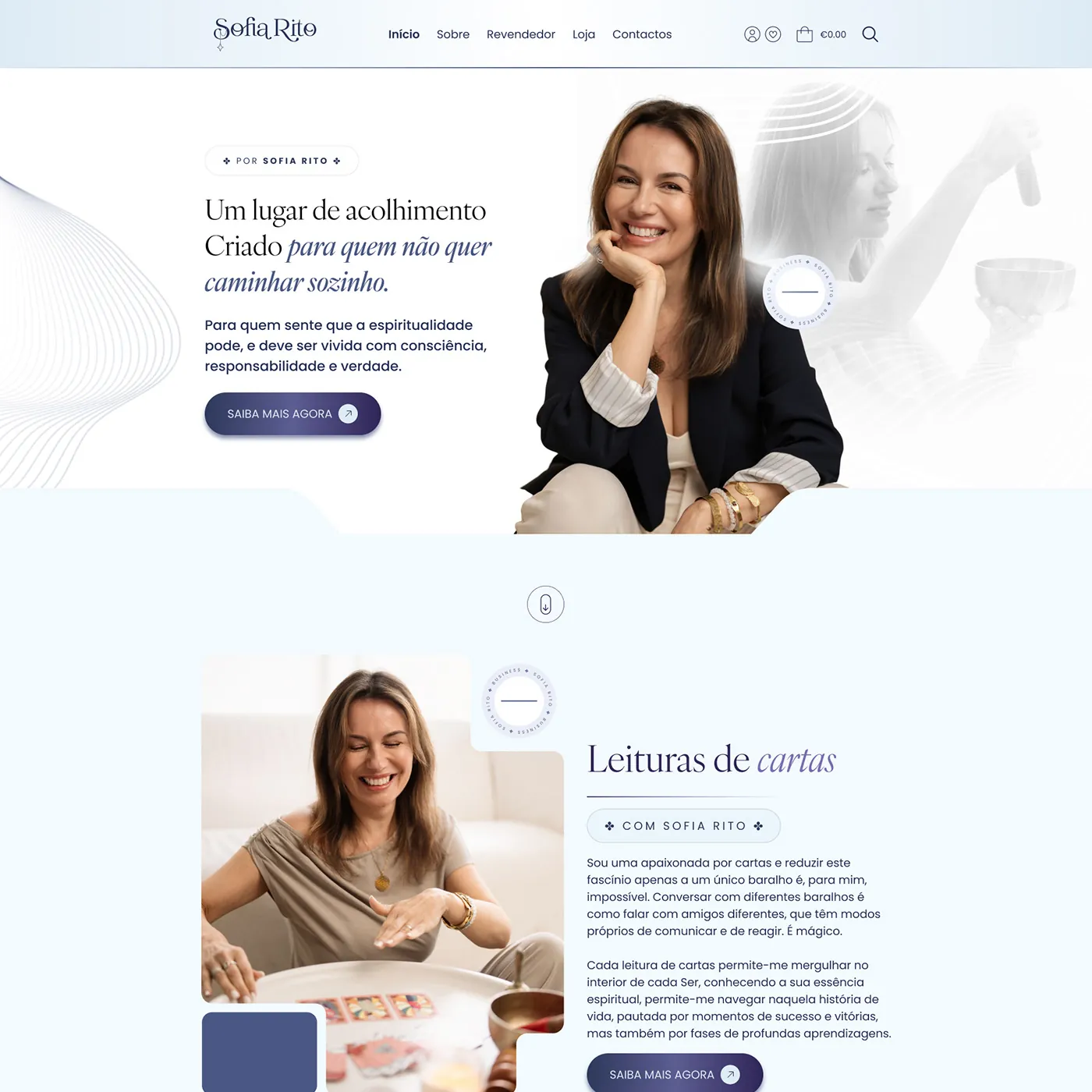 Sofia Rito, Site para espiritualidade e cartas, página completa