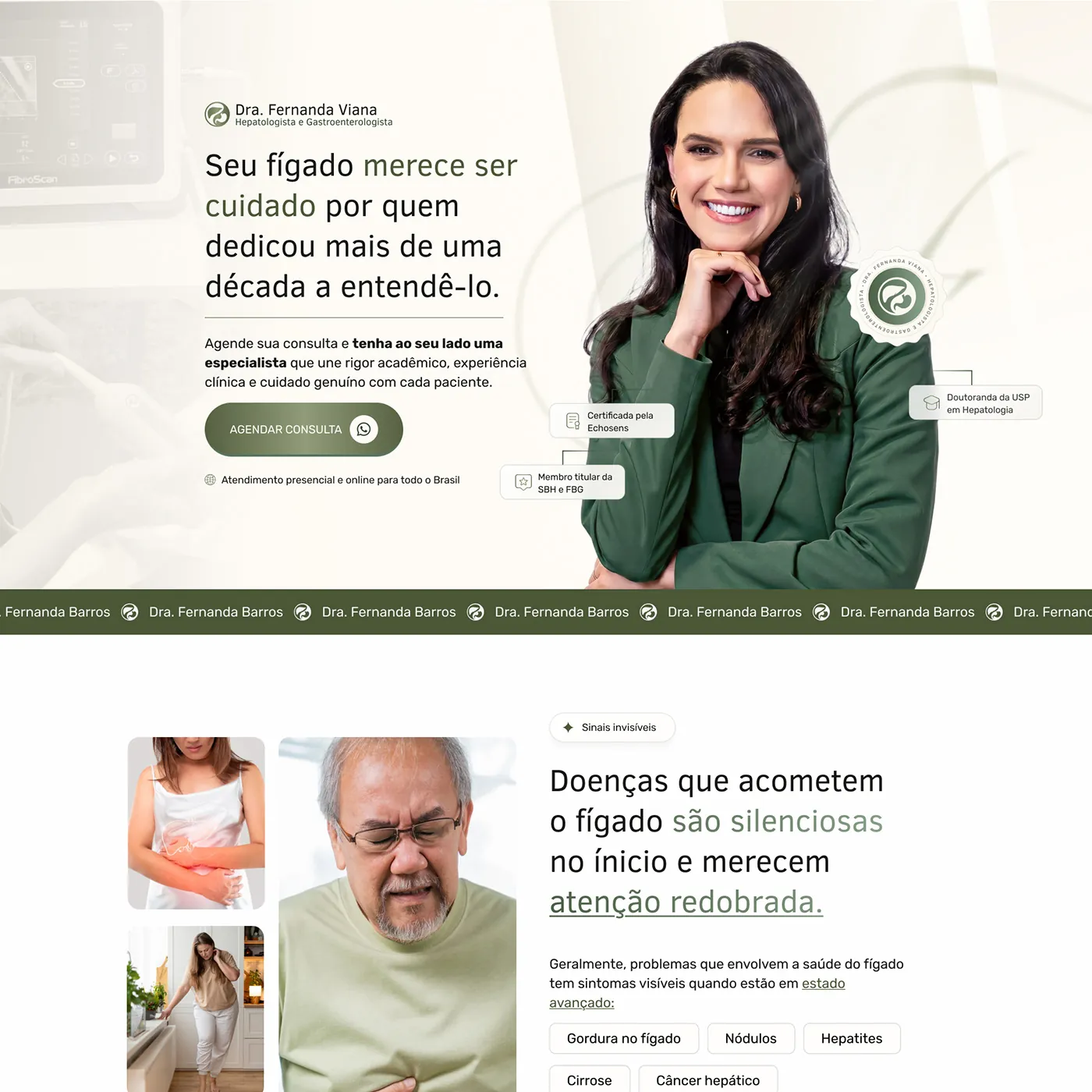 Dra. Fernanda Viana, Landing page para hepatologia, página completa