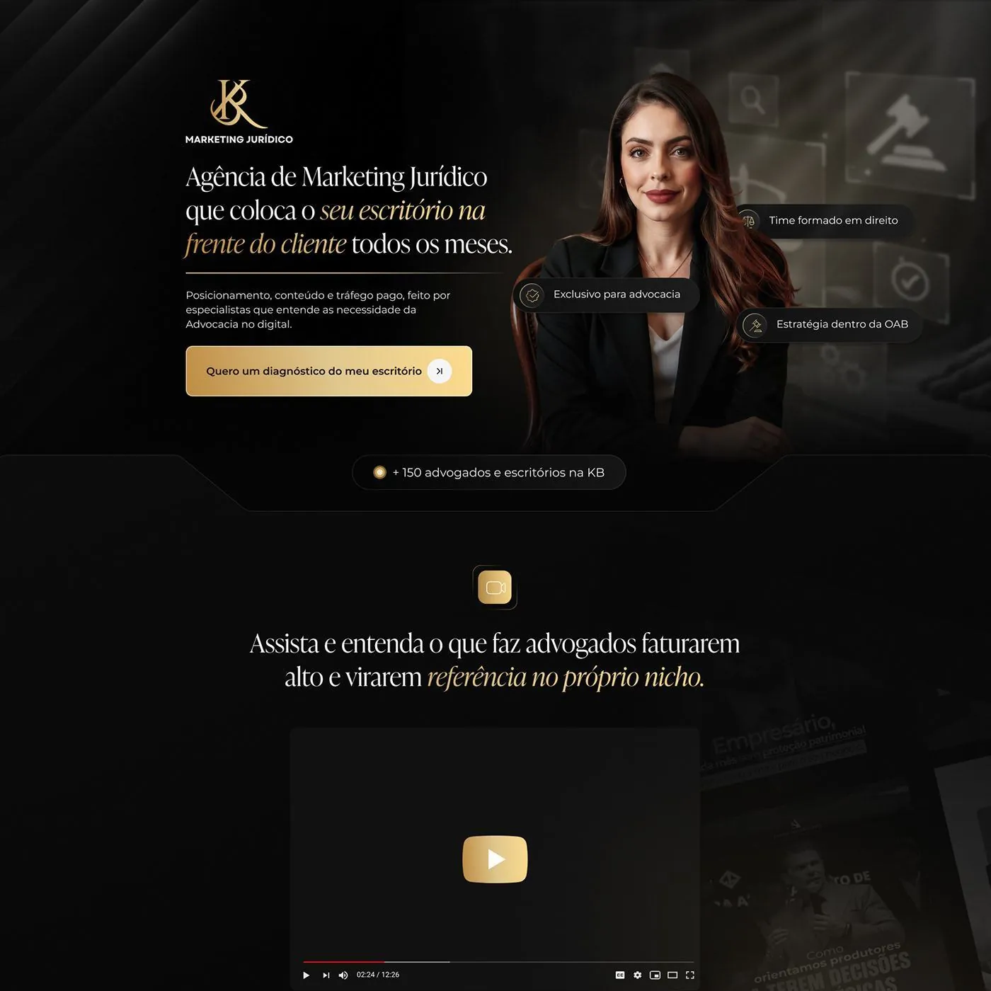 Marketing Jurídico, Página de vendas para marketing para advogados, página completa