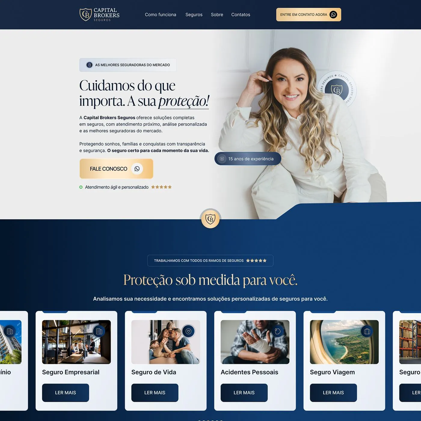 Capital Brokers, Página de vendas para corretora de seguros, página completa