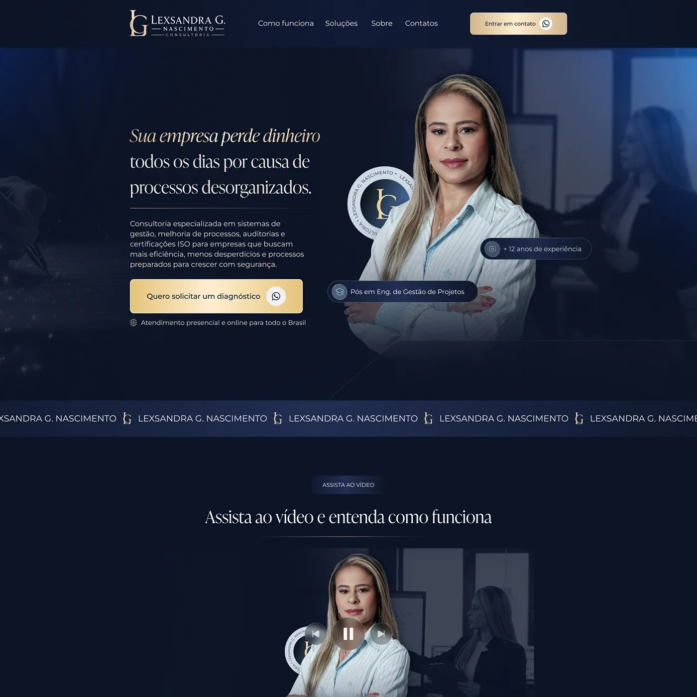 Geranda Nascimento, Landing page para consultoria de processos, página completa