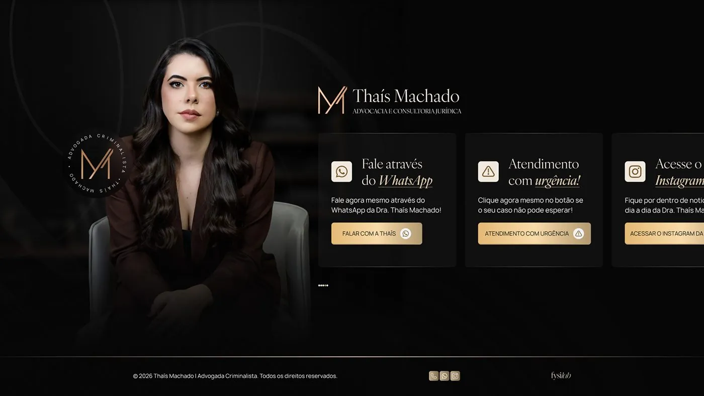 Thaís Machado, Link da bio para advocacia criminal, página completa