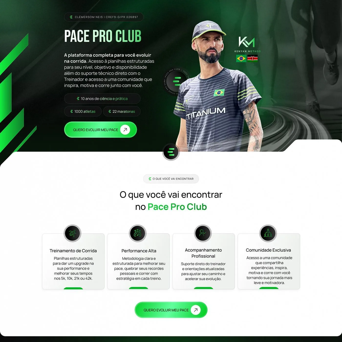 Pace Pro Club, Página de vendas para assessoria de corrida, página completa